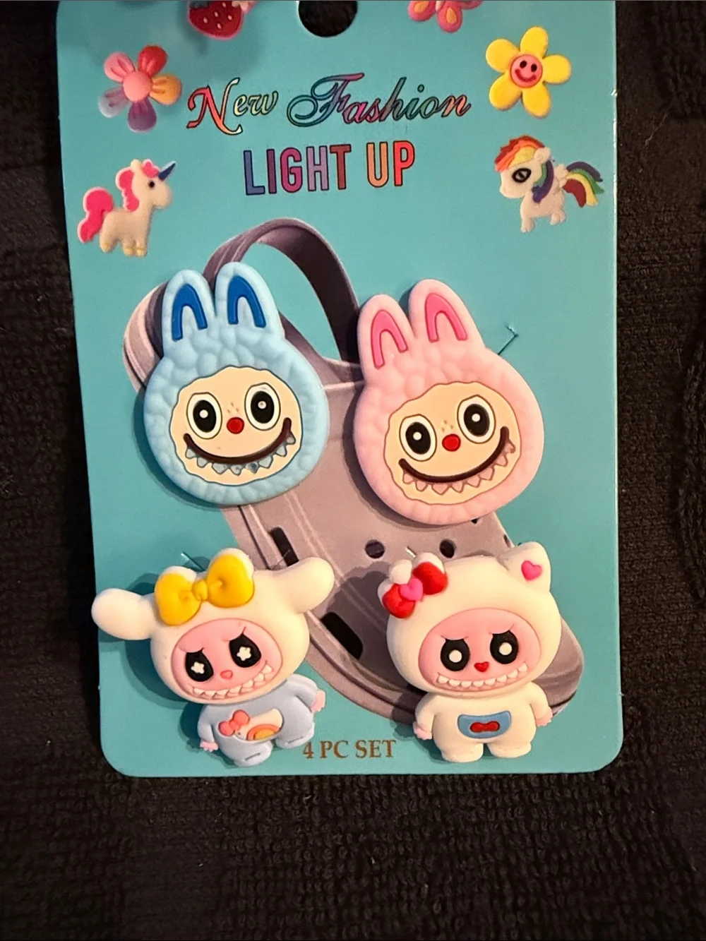 Light Up Kids Hair Clips - Blue & Pink Cute Character Set